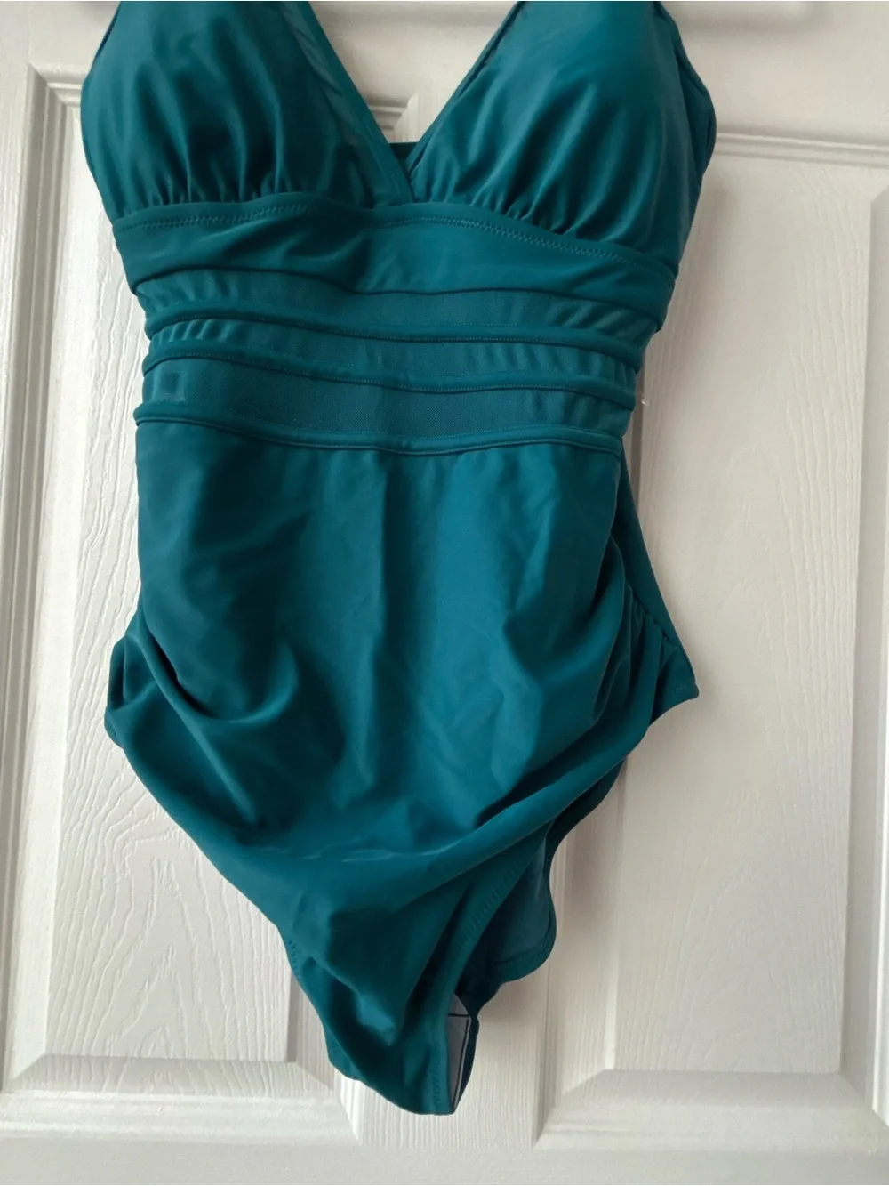 Blooming Jelly Size M Women’s Teal Mesh Detail Tummy Control One-Piece Swimsuit